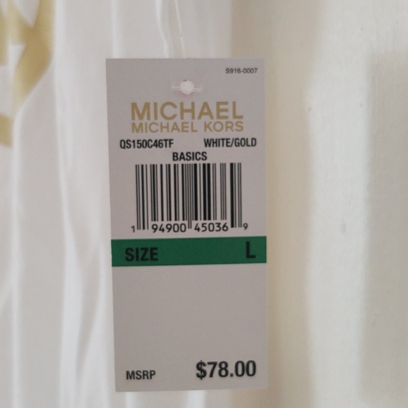 NWT! Michael Kors Womens MK Logo Gold White TShirt - Picture 7 of 7